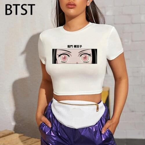 Demon Slayer Nezuko Kamado anime t-shirt Adult T Shirts 2021 Summer Streetwear cartoon crop tops T Shirts High Quality Clothes