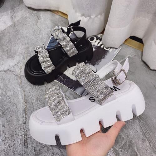Wedge Heels Womens Sandals Rainbow Sole Design Female 5.5cm Platform Sandals Height Increasing Shoes Women