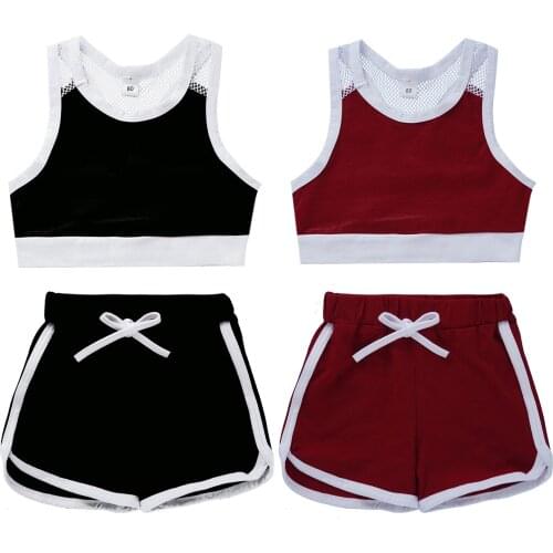 Kids Girls Child Clothes Sets Sleeveless Letter Tank Crop Tops Drawstring Shorts Pants Summer Casual Clothing Sportswear Outfits