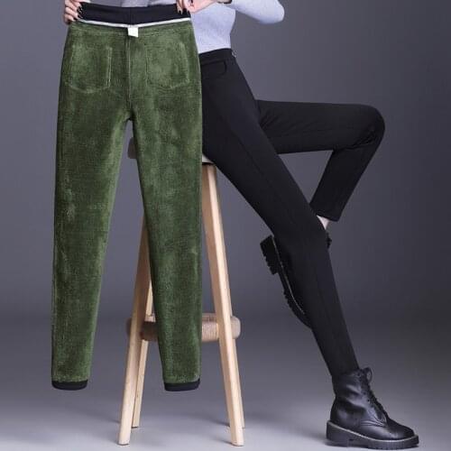 Loose size Warm Women Velvet Winter Legging Ankle-Length Keep Warm Pants High Waist Loose size Women Leggings Fitness Pants