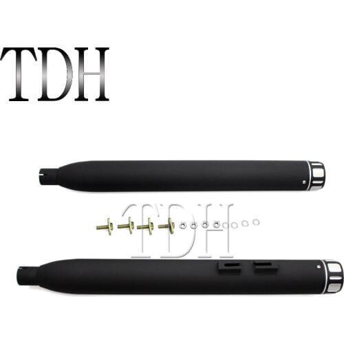 1 Pair Black Motorcycle Slip On Exhaust Muffler 45mm Silencer Pipes For Harley Touring Chopper Racer Bobber 1995-later