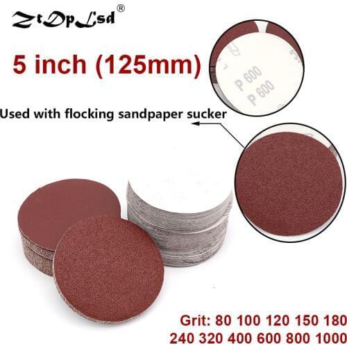 10Pcs 5 Inch 125mm Round Sandpaper Disk Sand Sheets Hook And Loop Sanding Disc For Sander Grits & Abrasive Paper Red 80-1000