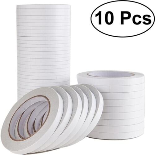 10Pcs Double Sided Tape White Super Strong Double Sided Adhesive Tape Paper Strong Ultra Thin High Adhesive Cotton