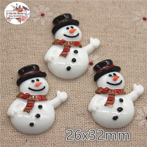 10pcs Christmas snowman Resin flatback Cabochon Art Supply Decoration Charm Craft DIY hair bow center craft