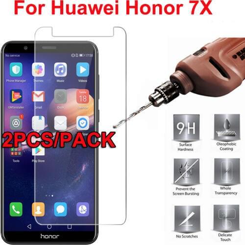 2PC Tempered Glass For Huawei Honor 7X Screen Protector Film 9H Protective Glass For Huawei Honor 7X Smartphone Film 5.93 inch