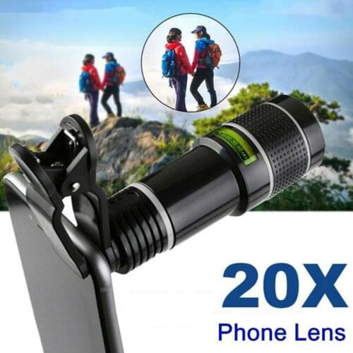 20x Zoom HD Universal Smartphone Optical Camera Monocular Camping hunting Sports Telephoto Clip Telescope Lens