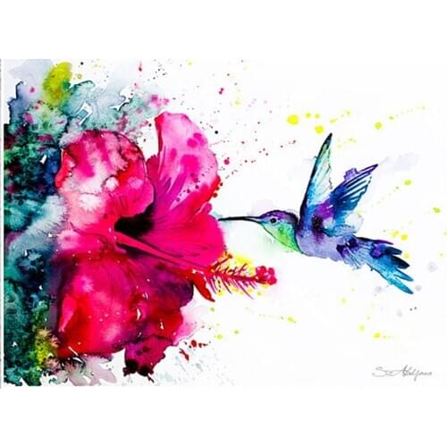 5D diamond painting cross stitch diamond embroidery bird rhinestones hummingbird flower rhinestone mosaic art wait for decoratio