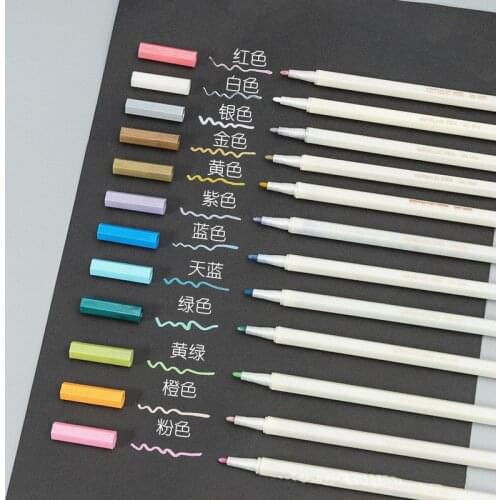 6pcs Metallic Marker Pen Waterproof Non-toxic Permanent DIY Art Color Marker Pen For Draw Photo Album Scrapbook Crafts Card Make