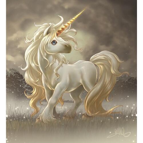 Diy Diamond Painting Diamond Painting Child Cartoon Real Unicorn Diamond round Drill Full Rhinestone Home Decor