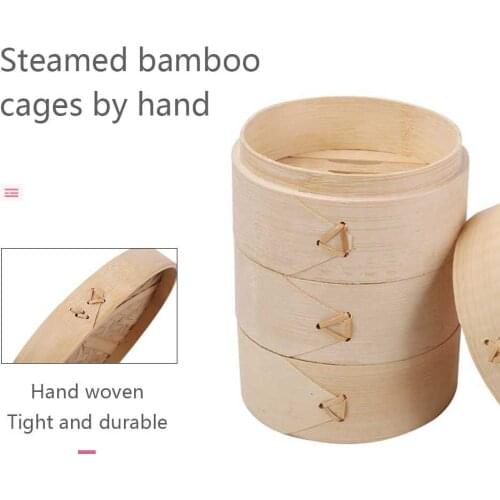 Bamboo Steamer Basket Cooker Weaving Cooking Kitchen Tools Steam For Dumpling Snack Egg Fish Rice Vegetable Sum With Cover Set