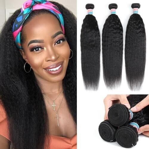 Brazilian Kinky Straight Bundles Deals 100% Human Hair Weave Bundles Non-Remy hair extension brazilian hair weave bundles