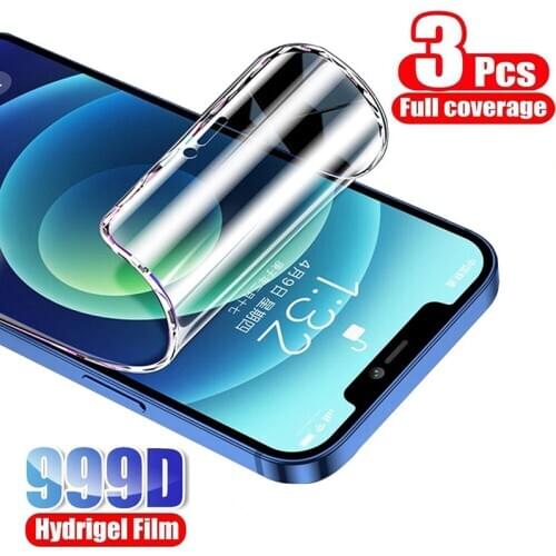 3Pcs Screen Protector Hydrogel Film For iphone 12 11 Pro X XR XS MAX Soft Protective Film For iphone 7 6 6s 8 Plus 11 Not Glass