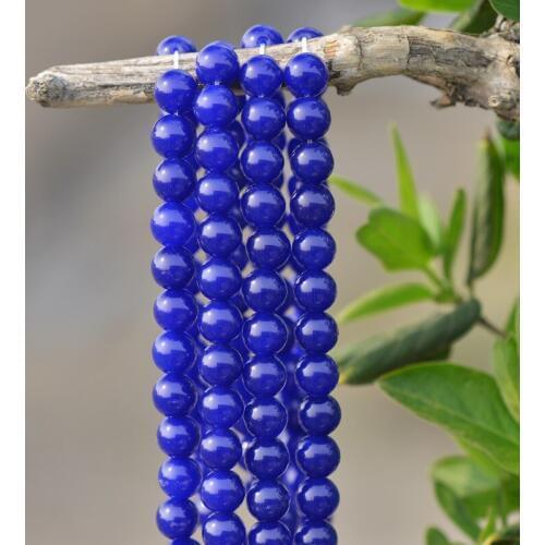 Joanlyn Grade A Natural Navy Blue Jade Lapis Lazuli Color Jade Beads 6mm 8mm 10mm 12mm Smooth Polished Round 15 Inch Strand JA22