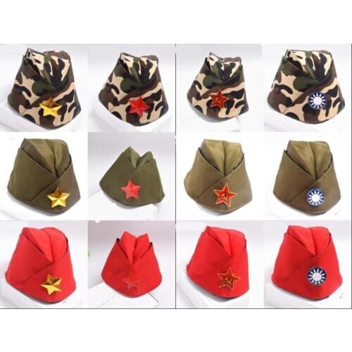 Fashion Army Cap Green Camo Badge Military Hat Women Sailor Military Stage Performance Dance Hats Chinese Boat Captain Caps VL