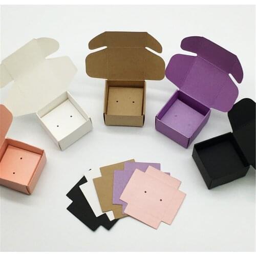 Color Kraft Paper Packaging Paper Sets Box Jewelry Boxes Suitable For Earrings/Necklaces/pendants Accessories 24Sets