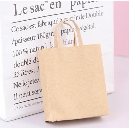 1 Pc 60*70*20mm 1:12 Dollhouse Miniature Mini Kraft Paper Bag Handbag Doll Shopping Bag Decor