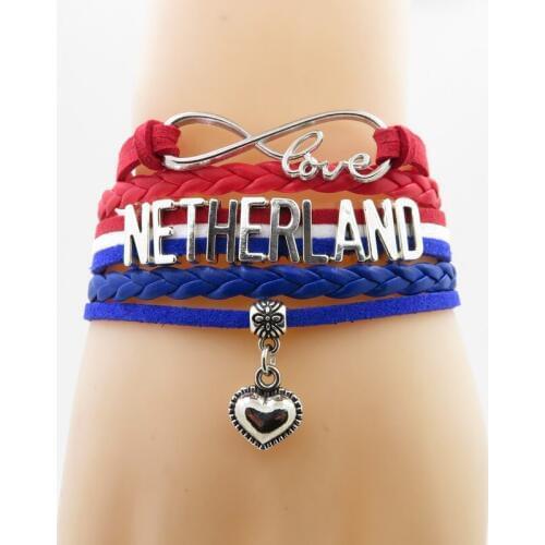 Fashion love netherlands Bracelet heart Charm netherlands country bracelets Holland country bracelet Holland bangle