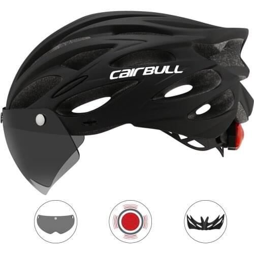 Motorcycle Bicycle Taillight Helmet Removable Lens Visor Mountain Road Bike Helmet Integrally-molded Men Women Safety Helmet