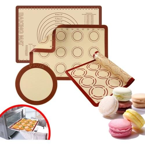 Reusable Silicone Baking Mat Set With Scale Rolling Dough Non-stick Baking Mat Fondant Bakeware Macaron Cookie Pad Cooking Liner