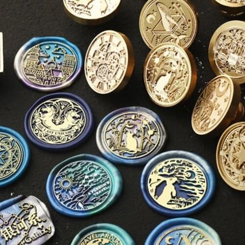 WYSE Birthday Gift Wax Seal Stamps Retro Fire Paint Sealing Wax Stamps Animal Pattern Set Envelope Invitation Card Cover Tools