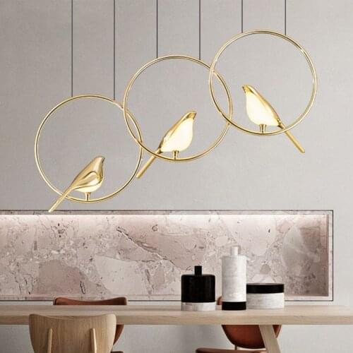 Nordic Modern Design Golden Bird Led Pendant Lights For Bedroom Kitchen Dining Room Hanging Lamp Luxury Home Deco Luster Fixture