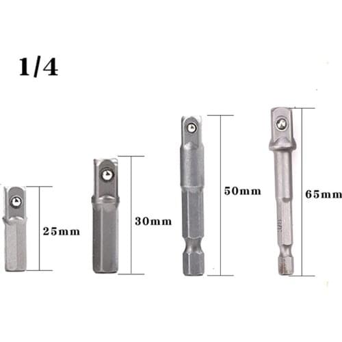 New 1pc 4pcs Drill Socket Adapter For Impact Driver W/ Hex Shank To Square Socket Drill Bits Bar Extension 1/4" Bit Set