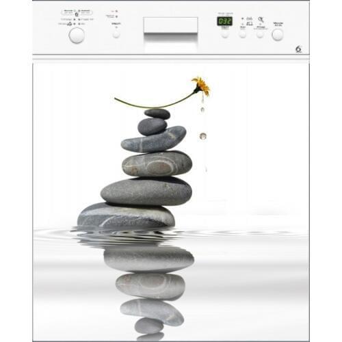 Wholesale 3D Zen Stones Reflection Dishwasher Refrigerator Freeze Sticker Art Fridge Door Cover Wallpaper Kitchen Wall Stickers