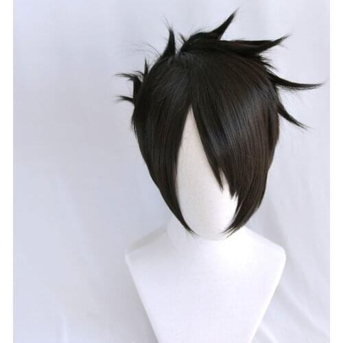 Anime Yakusoku no Neverland The Promised Neverland Ray Short Black Cosplay Wig Heat Resistant Synthetic Hair Wigs + Wig Cap