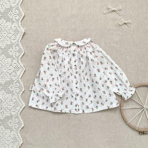 Baby Girls Smocking Blouse Kids Floral Tops Toddler Clothing 0-4Y