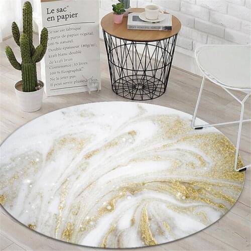 Nordic Abstract Marble White Round Carpet For Center Table Living Room Bedroom Rug Computer Chair Mat Teenager Room Bedside Mat