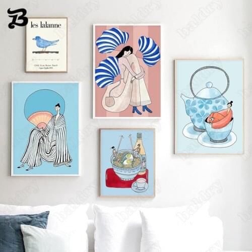 Modern Abstract Canvas Painting Girl Flower Cherry Les Lalanne Wall Art Posters and Prints Living Room Decor Nordic Decoration