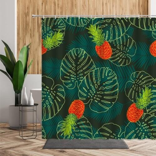 Modern Fruit Pattern Shower Curtain Set Pineapple Creative Bathroom Bath Decors Abstract Wall Hanging Fabric 3D Printed Curtains