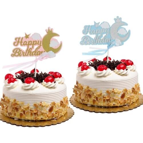 Cake Topper Decoration Flags Moon Hot Air Balloon Rainbow Cake Topper Kids Birthday Wedding Baby Shower Baking Party DIY Xmas