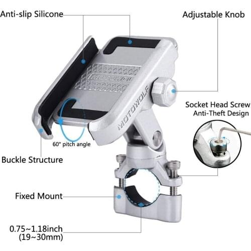 Universal Motorcycle Bike Scooter ATV 19-30MM Handlebar Rearview Mirror Mobile Phone Holder Stand Mount Bracket USB Port Charger