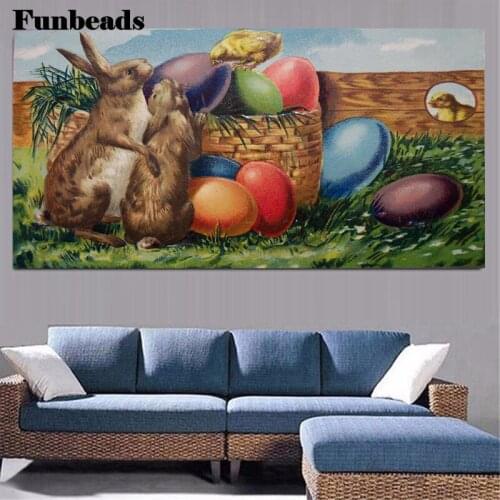 Needlework Diamond Painting Embroidery Easter eggs, rabbits Drill Rhinestone Mosaic Picture by numbers hobby gift large FF645