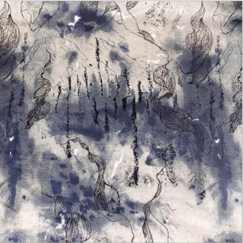 High quality linen cotton sateen ink printed fabric used for Quilting sewing dress women clothing skirt curtain by 100x150cm