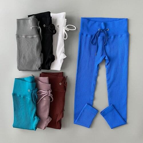 Drawstring Leggings Women Push Up Gym Yoga Womens Pants High Waist Butt Lift Tummy Control Workout Running Tights Sportswear