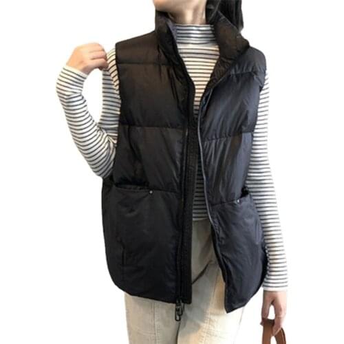 2021 Women Sleeveless Womens Ultra Light Duck Down Vests Loose Jacket Girl Gilet Lightweight Windproof Female Warm Waistcoat