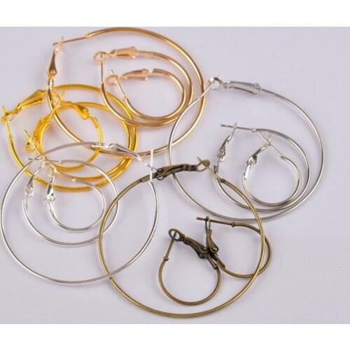 200pcs Mixed Size and Colors Earring Hooks Wire Settings Base Hoops Earrings For DIY Jewelry Making Supplies
