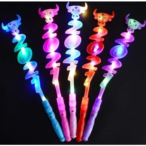 2021 Cow Head Shape Party Props Cartoon LED Cow Head Flashing Glow Electronic Stick New Year Party Props Kid Toy