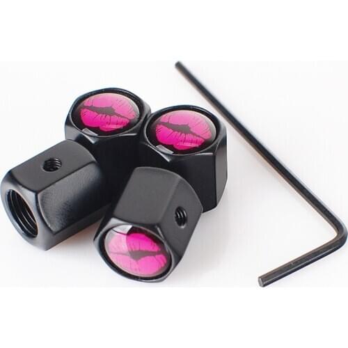 4pcs Aluminum Car Tire Valve Stem Caps for Auto Bike Motorcycle Valve Covers Valves Red lips Car-styling Parts Accessories