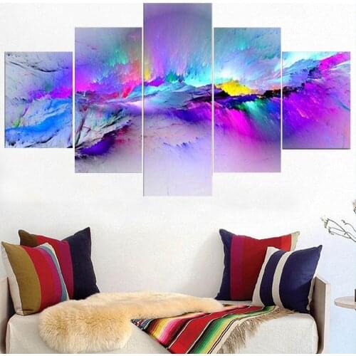 5 Pieces Wall Art Canvas Painting Abstract Poster Colorful Mountain Ice Ridge Modern Home Living Room Modular Picture Decoration
