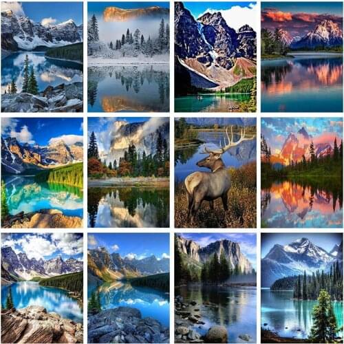 5D DIY Full Diamond Painting Natural Landscape Lake Scenery Embroidery Rhinestone Home Decor Mosaic Cross Stitch Kit Picture