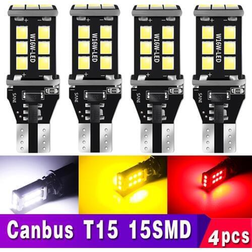 4pcs T15 W16W LED T16 15smd CANBUS Car Backup Reverse Light NO OBC Error Signal Lamp For Volvo V40 S60 S80 XC90 V70 S40 XC60 V60