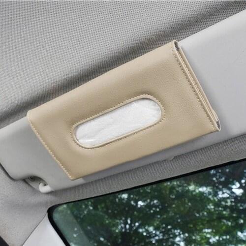 Car Visor Tissue Holder PU Leather Hanging Paper Towel Clip Napkin Holder Backseat Tissue Case Auto Interior Accessories
