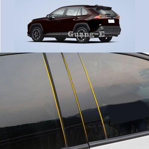 Car PC Material Pillar Post Cover Door Trim Window Piano Black Molding Sticker Plate For Toyota Wildlander 2020-2021