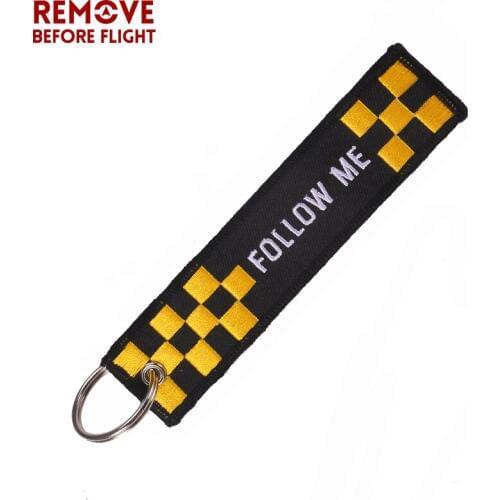 FOLLOW ME Key Ring Black Embroidery llavero for Motorcycle Key Chain chaveiro carro Key Holder Luggage Tag Remove Before Flight