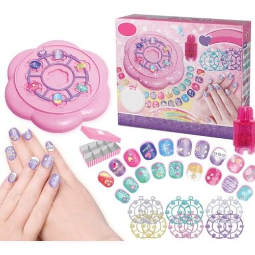 Children Pretend Nail Makeup Toy Girl Play House Makeup DIY Fake Nail Patch Manicure Set Toys Fairy Dress Up Game For Girl Gift