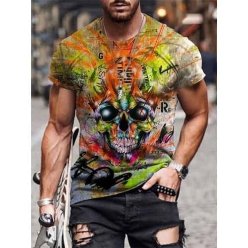 3D T Shirt Men Summer Casual Short Sleeve Shirt Best Seller Men Clothing Streetwear Skull Print Graphic Tee Shirts Tshirts Tops