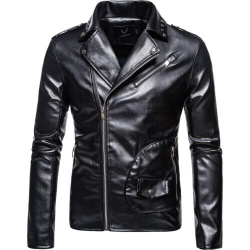 Spring Autumn New Arrival Large Size Man Lapel Scooter Leather Jacket PU Leather Coat
